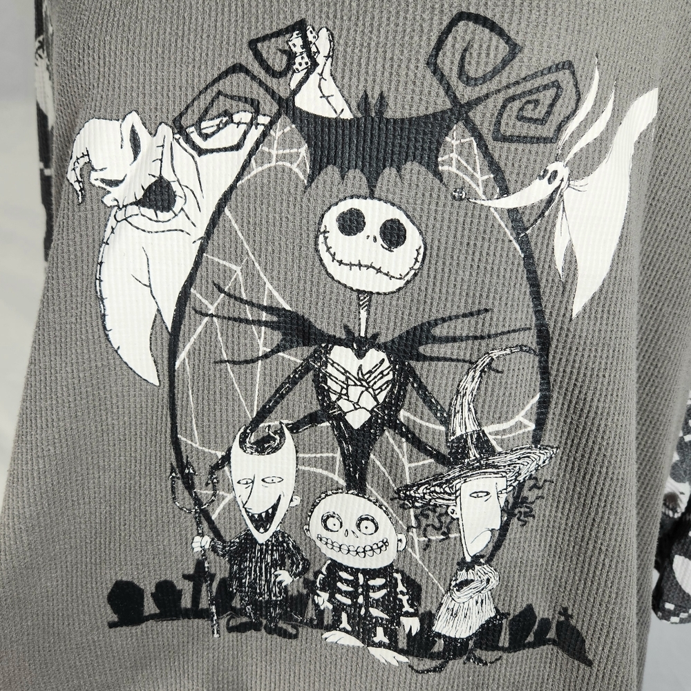 Disney The Nightmare Before Christmas Gray & Black Raglan Tunic Top - Picture 3 of 5